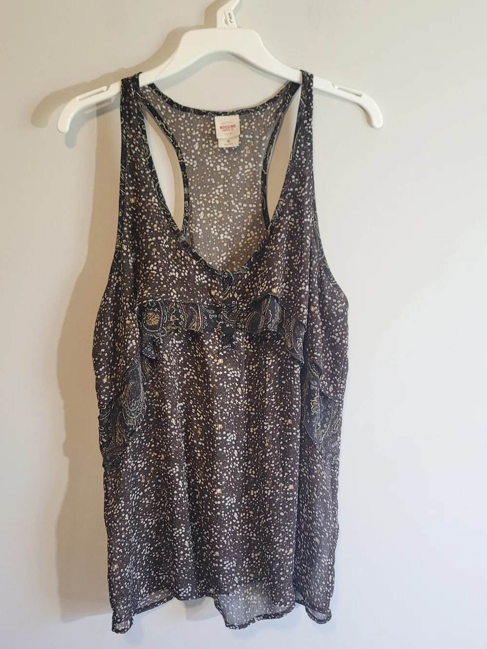 Mossimo Sheer Racerback Tank Boho Print Brown XL - Picture 3 of 7